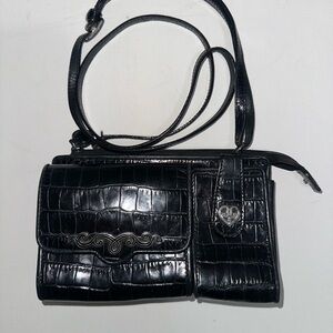 Vintage Y2K Elegant BRIGHTON Black Crocodile Pattern Women's Bag